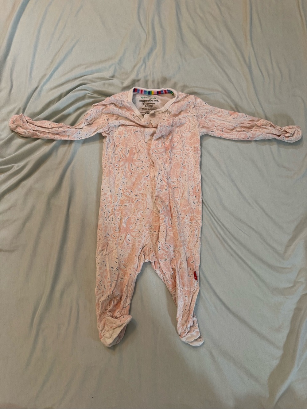 Magnetic Me Pink Paisley Ocean Baby One-Piece Footed Pajamas
